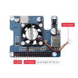 Power Over Ethernet PoE HAT (F) For Raspberry Pi 5 / CM 5 with Onboard Cooling Fan and Metal Heatsink